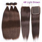 भूरे रंग के ओम्ब्रे मानव बाल एक्सटेंशन / 4X4 क्लोजर के साथ सीधे बाल बुन