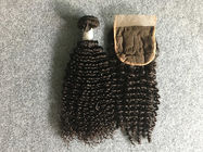 पूर्ण और मोटी पेरू मानव बाल बुनाई किंकी घुंघराले बंद के साथ असंसाधित