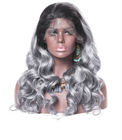 चिकनी शरीर की लहर 100 भारतीय पूर्ण सिर फीता मानव बाल काले महिलाओं के लिए विग