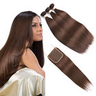 भूरे रंग के ओम्ब्रे मानव बाल एक्सटेंशन / 4X4 क्लोजर के साथ सीधे बाल बुन