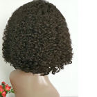 काली महिला / 180% घनत्व जेरी घुंघराले बॉब विग के लिए डबल वेट पूर्ण फीता मानव बाल विग